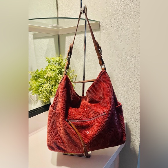 Handbags - Sorial New York Red Snakeskin Shoulder Bag